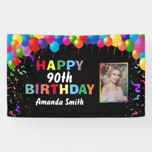 Happy 90th Birthday Colorful Balloons Confetti Spandoek