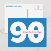 Happy 90th Birthday Milestone Briefkaarten - in he (Voorkant / Achterkant)
