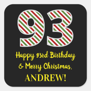 Happy 93rd Birthday & Merry Kerstmis, aangepaste n Vierkante Sticker