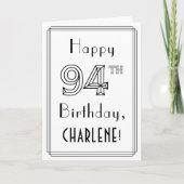Happy 94th Birthday, Art Deco Style met aangepaste Kaart (Voorkant)