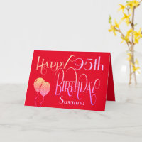 Happy 95th Birthday Decorative Script Name Red