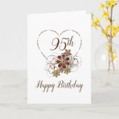 Happy 95th Birthday  hartbloemen blanco Kaart (Gele Bloem)