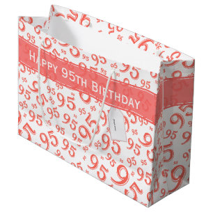 Happy 95th Birthday Number Pattern Coral Groot Cadeauzakje