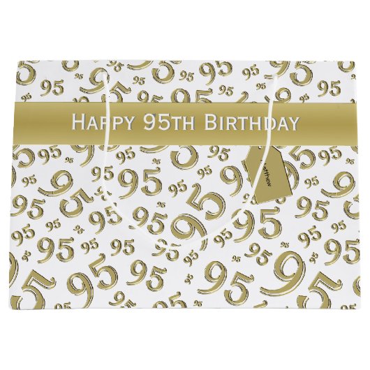 Happy 95th Birthday Number Pattern Gold Groot Cadeauzakje (Voorkant)