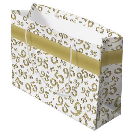 Happy 95th Birthday Number Pattern Gold Groot Cadeauzakje (Achterkant Gekanteld)