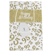 Happy 95th Birthday Number Pattern Gold Medium Cadeauzakje (Voorkant)