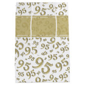 Happy 95th Birthday Number Pattern Gold Medium Cadeauzakje (Achterkant)