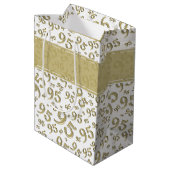 Happy 95th Birthday Number Pattern Gold Medium Cadeauzakje (Achterkant Gekanteld)