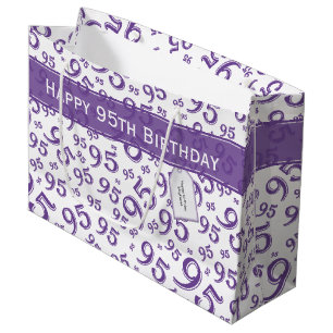 Happy 95th Birthday Number Pattern Paars Groot Cadeauzakje