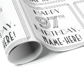 HAPPY 97TH BIRTHDAY; Art Deco Style; aangepaste na Cadeaupapier (Rol Hoek)