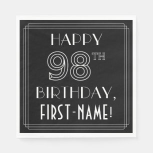 HAPPY 98TH BIRTHDAY; Art Deco Style; aangepaste na Servet