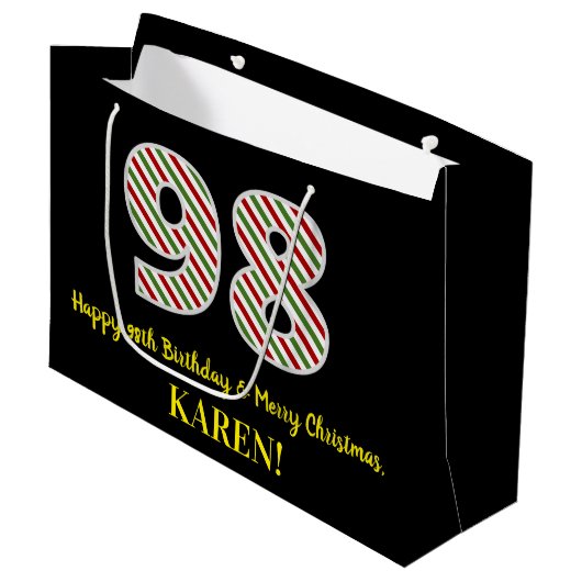 Happy 98th Birthday & Merry Kerstmis, aangepaste n Groot Cadeauzakje (Voorkant Gekanteld)