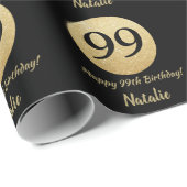 Happy 99th Birthday Black en Gold Glitter Cadeaupapier (Rol Hoek)