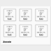 HAPPY 9E BIRTHDAY, Art Deco Style, aangepaste naam Vierkante Sticker (Vel)