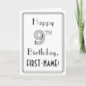 Happy 9th Birthday, Art Deco Style met aangepaste  Kaart (Voorkant)