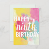 Happy 9th Birthday Kaart ("Waterverf gradiënten") (Voorkant / Achterkant)