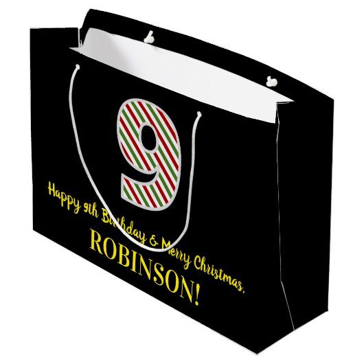 Happy 9th Birthday & Merry Kerstmis, aangepaste na Groot Cadeauzakje (Achterkant Gekanteld)