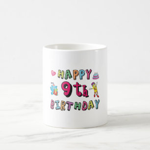 Happy 9th Birthday voor 9-jarige Kinderen B-dag Koffiemok