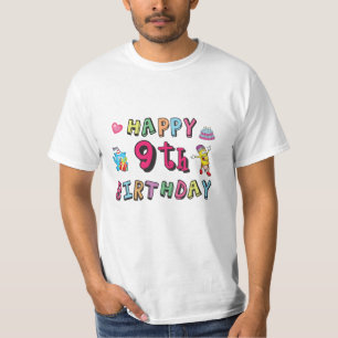 Happy 9th Birthday voor 9-jarige Kinderen B-dag T-shirt