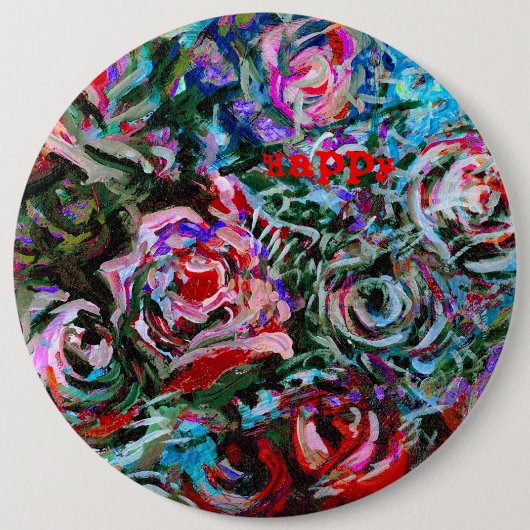 Happy Abstract Rozen Button Badge (Voorkant)