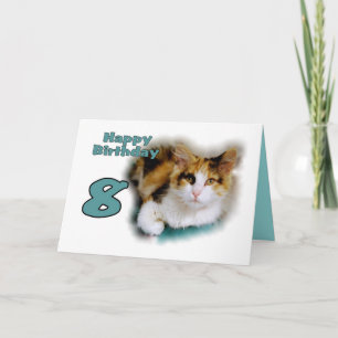 Happy Achtste Verjaardag Calico Kat Kaart