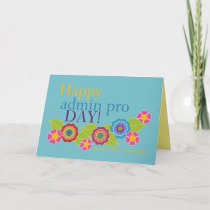 Happy Admin Pro Day! Floral Border, Wenskaart Kaart