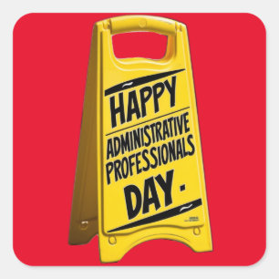 Happy Administrative Professionals Day geel teken Vierkante Sticker