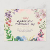 Happy Administrative Professionals Day Waterverf Feestdagenkaart (Voorkant)