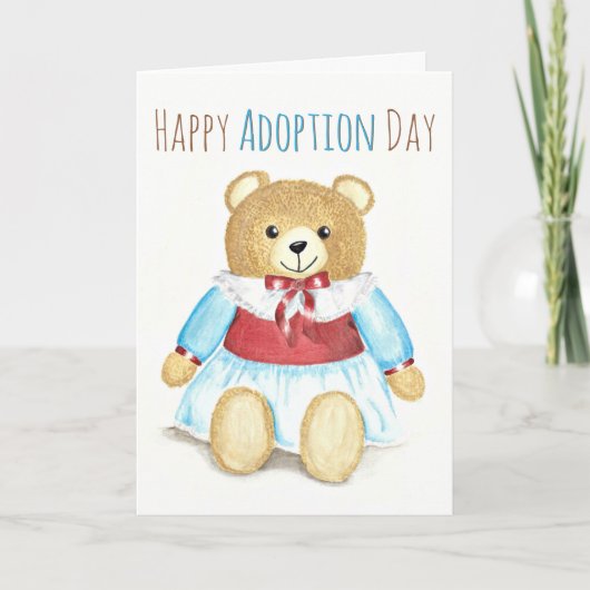 "Happy Adoption Day" Oma Beer Hug Waterverf Kaart (Voorkant)