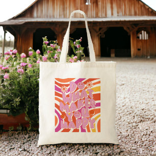 Happy affirmations schattige retro Canvas tas