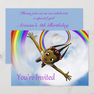 Happy African American Girl Birthday Party Kaart