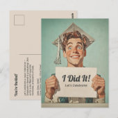 Happy Afstuderen Holding Invitation Briefkaart (Voorkant / Achterkant)