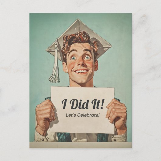 Happy Afstuderen Holding Invitation Briefkaart (Voorkant)