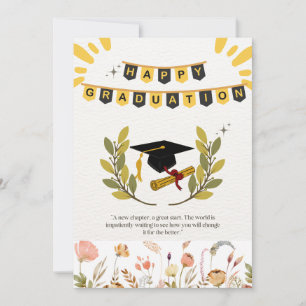 Happy Afstuderen Kaart met Floral en Tassel Illus