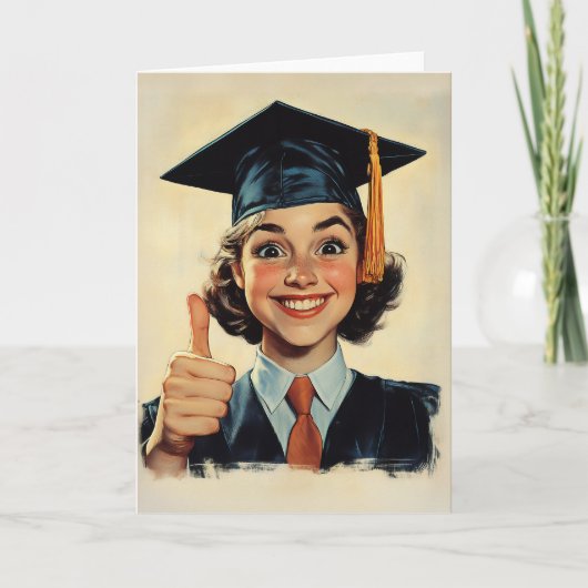 Happy Afstuderen met een duim omhoog (Voorkant)