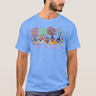 Happy All Pug dog Seasons het hele jaar door de bo T-shirt