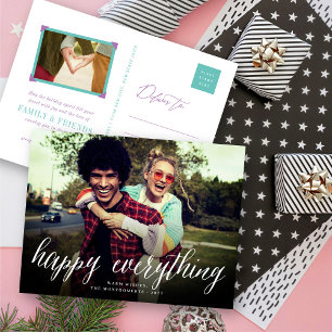 Happy All Simple White Script Photo Modern Feestdagenkaart