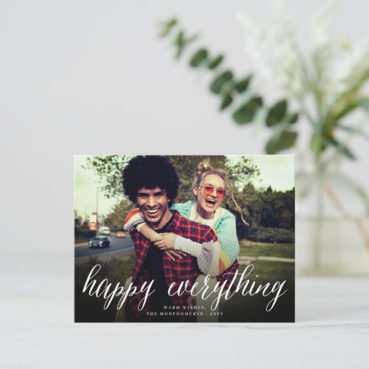 Happy All Simple White Script Photo Modern Feestdagenkaart (Staand voorkant)