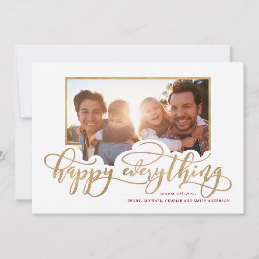 Happy All Whimsy Gold Script Holiday Foto (Voorkant)