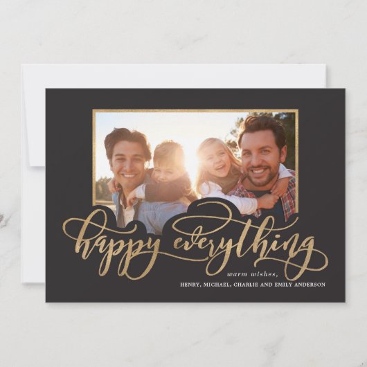 Happy All Whimsy Gold Script Holiday Foto (Voorkant)
