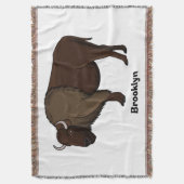 Happy American bison buffalo illustratie Deken (Voorkant Verticaal)