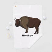 Happy American bison buffalo illustratie Golfhanddoek (Insitu)