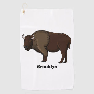 Happy American bison buffalo illustratie Golfhanddoek