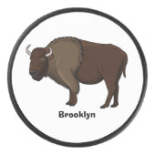 Happy American bison buffalo illustratie Hockey Puck (Voorkant)