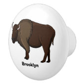 Happy American bison buffalo illustratie Keramische Knop (Rechts)