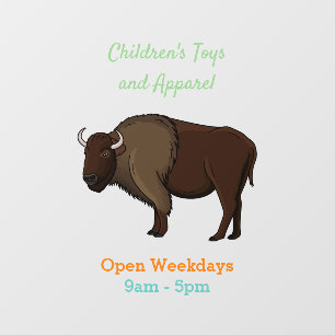 Happy American bison buffalo illustratie Raamsticker