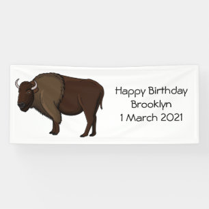 Happy American bison buffalo illustratie Spandoek