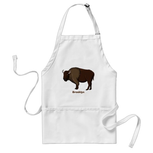 Happy American bison buffalo illustratie Standaard Schort (Voorkant)