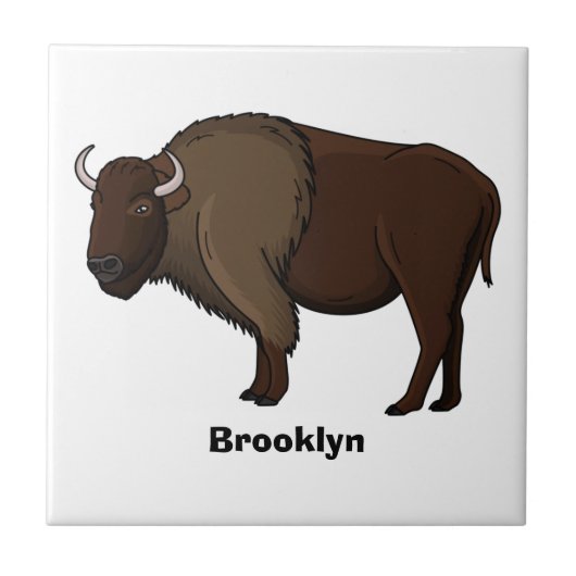 Happy American bison buffalo illustratie Tegeltje (Voorkant)