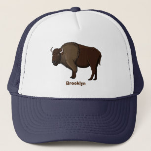 Happy American bison buffalo illustratie Trucker Pet